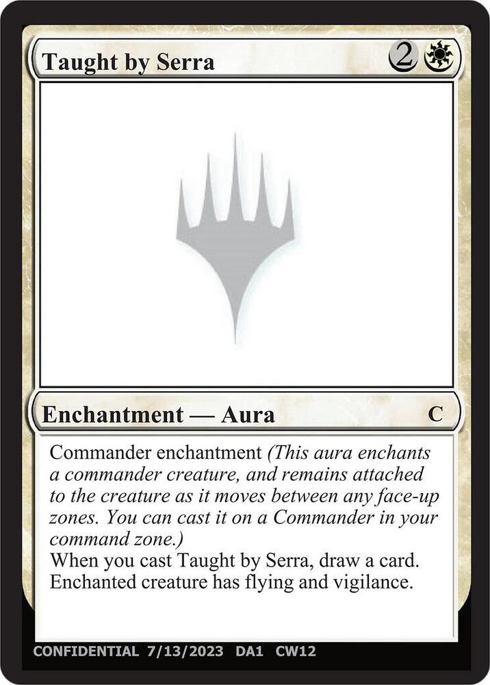 Taught by Serra card from Un-Known Event Playtest Cards