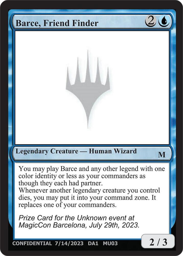 Barce, Friend Finder card from Un-Known Event Playtest Cards