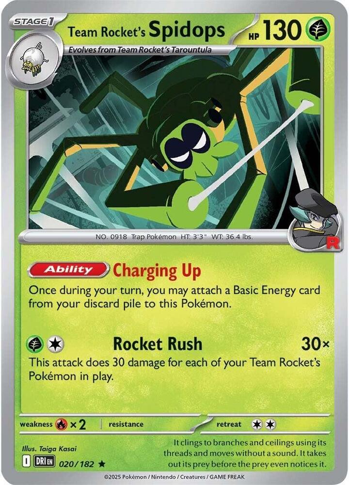 Team Rocket's Spidops 020/182 card from SV10: Destined Rivals