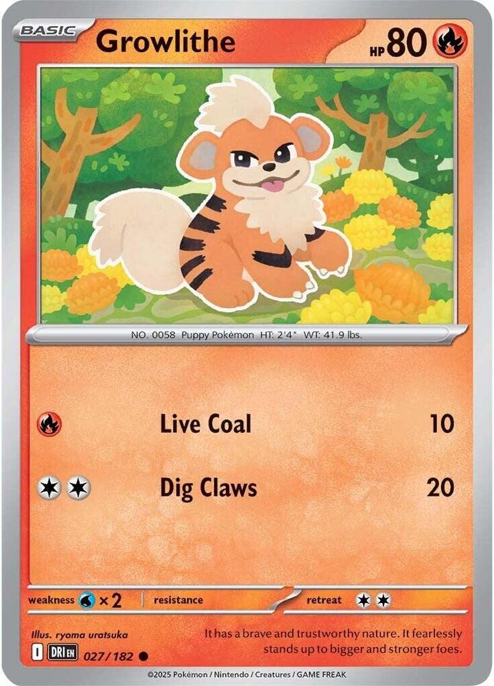 Growlithe 027/182 card from SV10: Destined Rivals