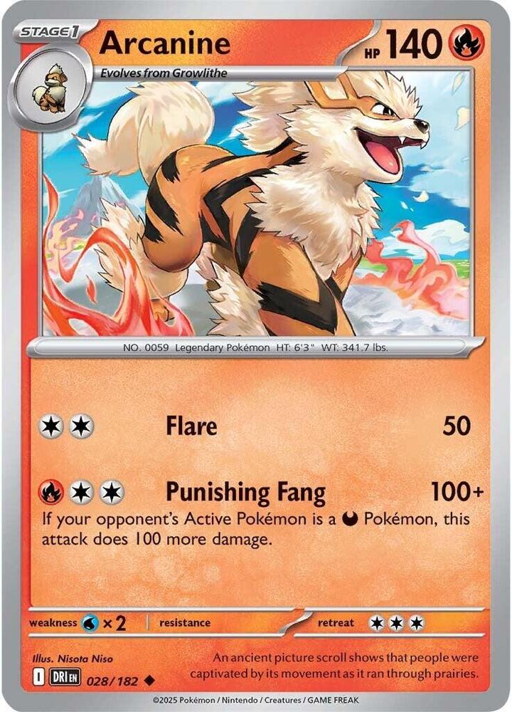 Arcanine 028/182 card from SV10: Destined Rivals