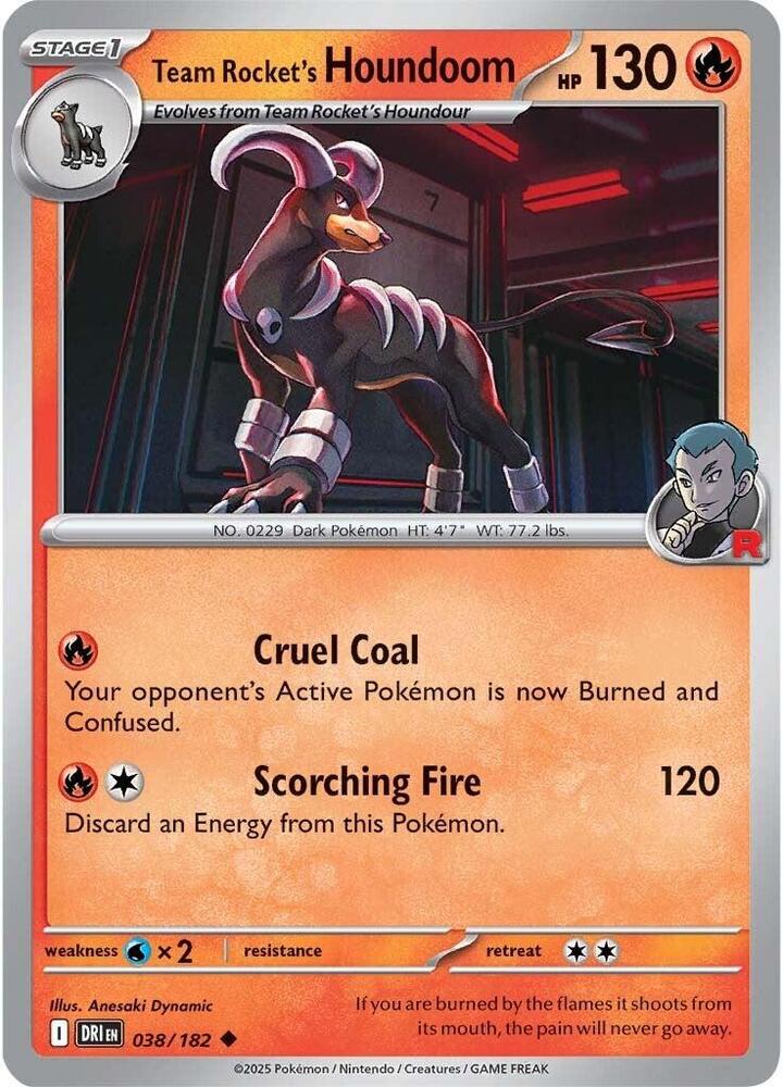 Team Rocket's Houndoom 038/182 card from SV10: Destined Rivals