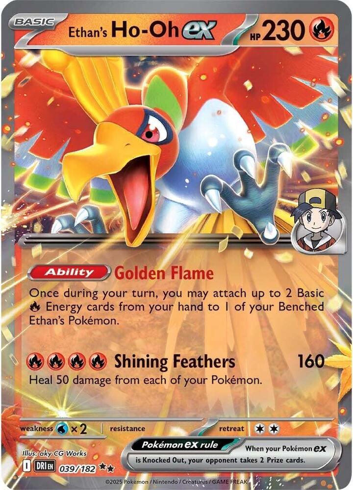 Ethan's Ho-Oh ex 039/182 card from SV10: Destined Rivals