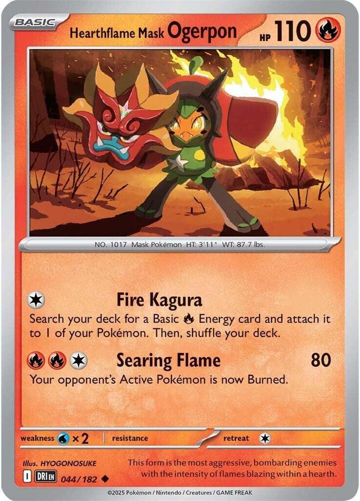Hearthflame Mask Ogerpon 044/182 card from SV10: Destined Rivals