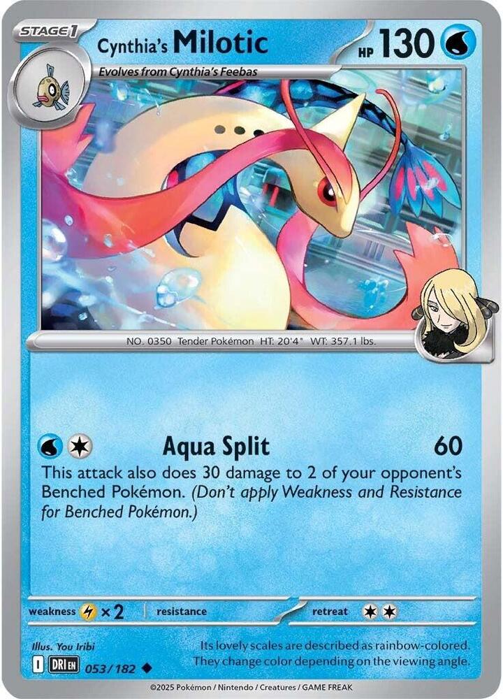 Cynthia's Milotic 053/182 card from SV10: Destined Rivals