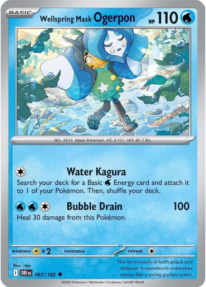 Wellspring Mask Ogerpon 067/182 card from SV10: Destined Rivals