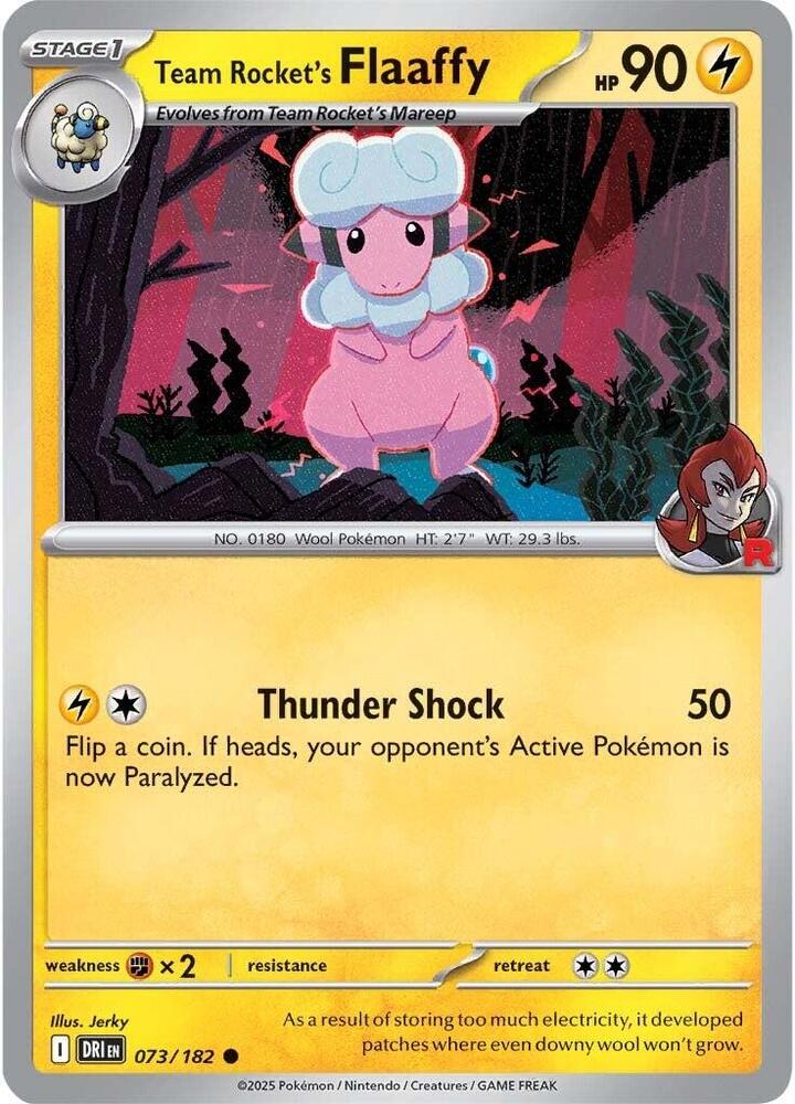 Team Rocket's Flaaffy 073/182 card from SV10: Destined Rivals