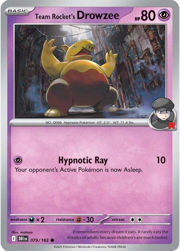 Team Rocket's Drowzee 079/182 card from SV10: Destined Rivals
