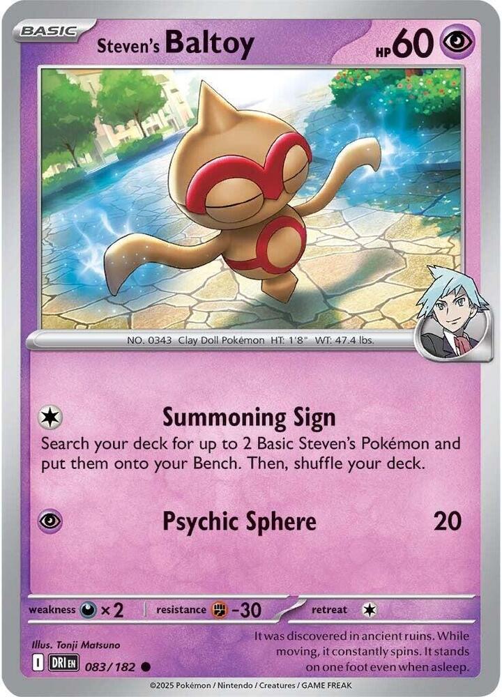 Steven's Baltoy 083/182 card from SV10: Destined Rivals