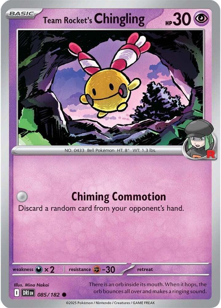 Team Rocket's Chingling 085/182 card from SV10: Destined Rivals