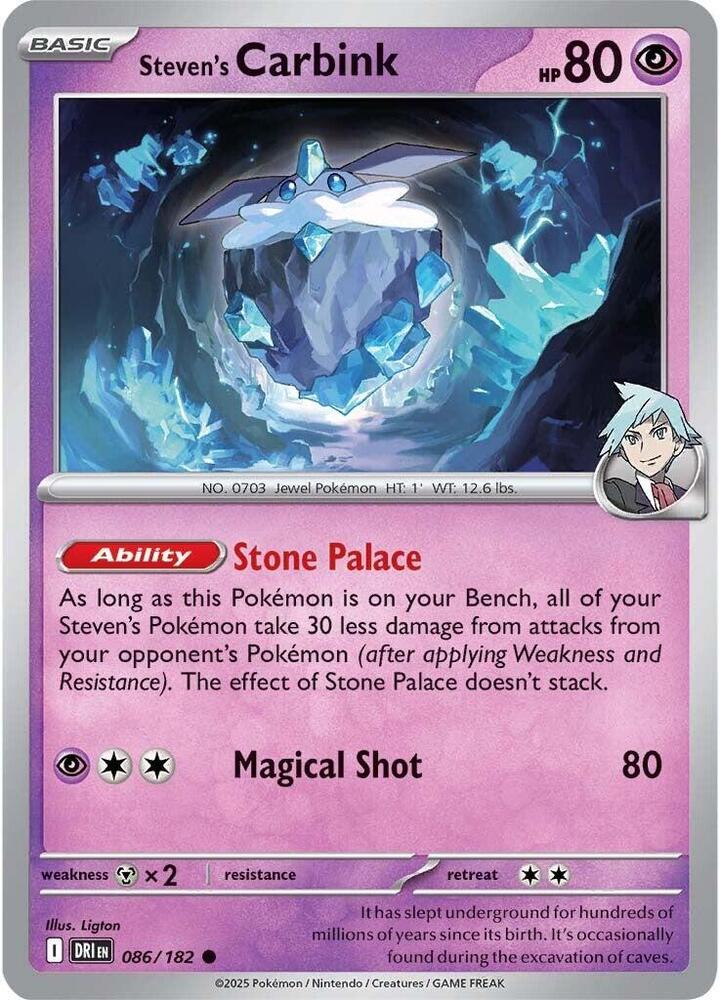 Steven's Carbink 086/182 card from SV10: Destined Rivals