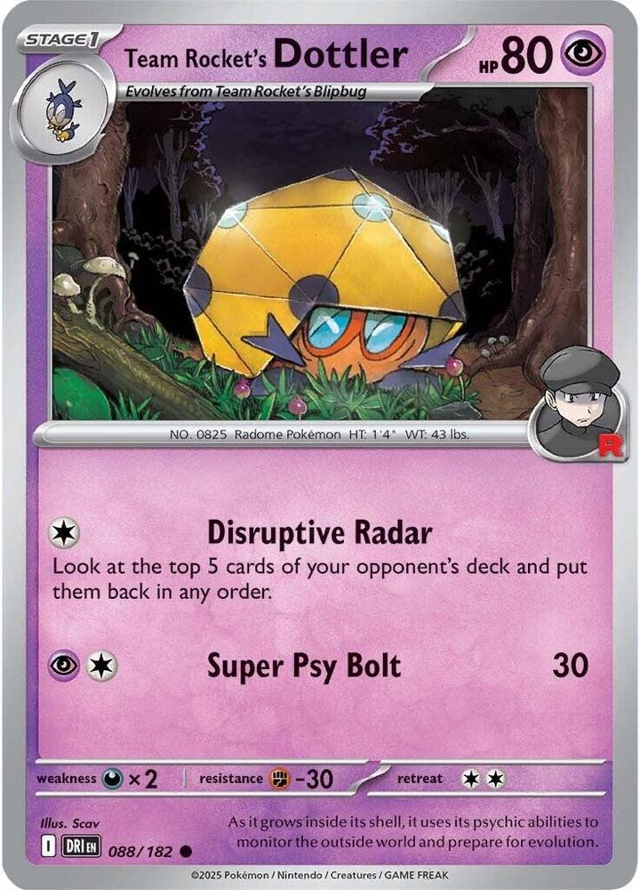 Team Rocket's Dottler 088/182 card from SV10: Destined Rivals