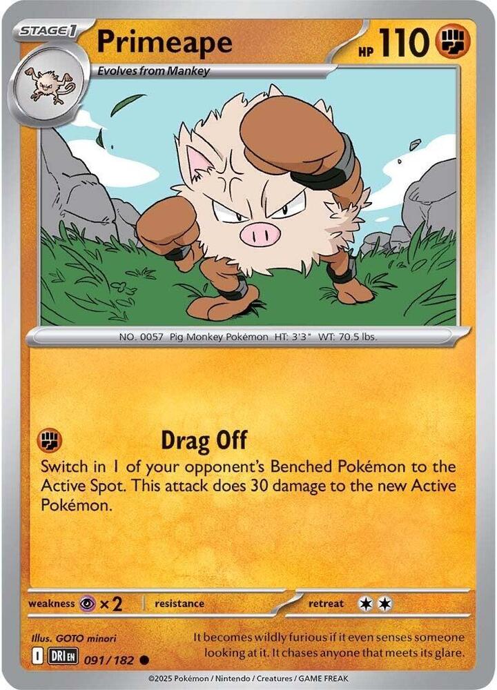 Primeape 091/182 card from SV10: Destined Rivals