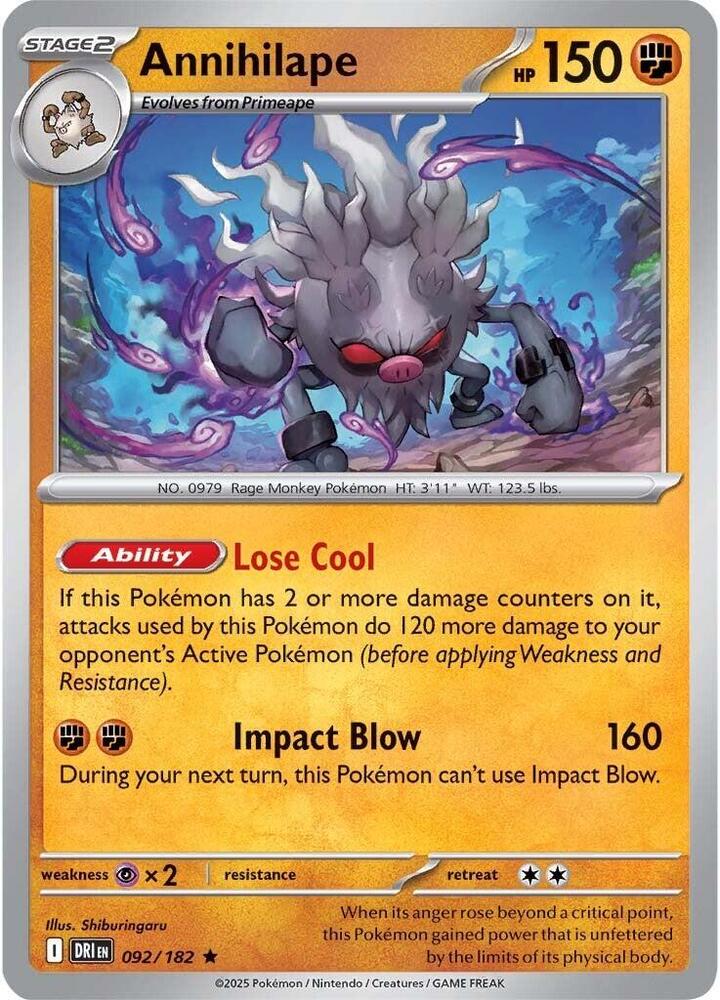 Annihilape 092/182 card from SV10: Destined Rivals