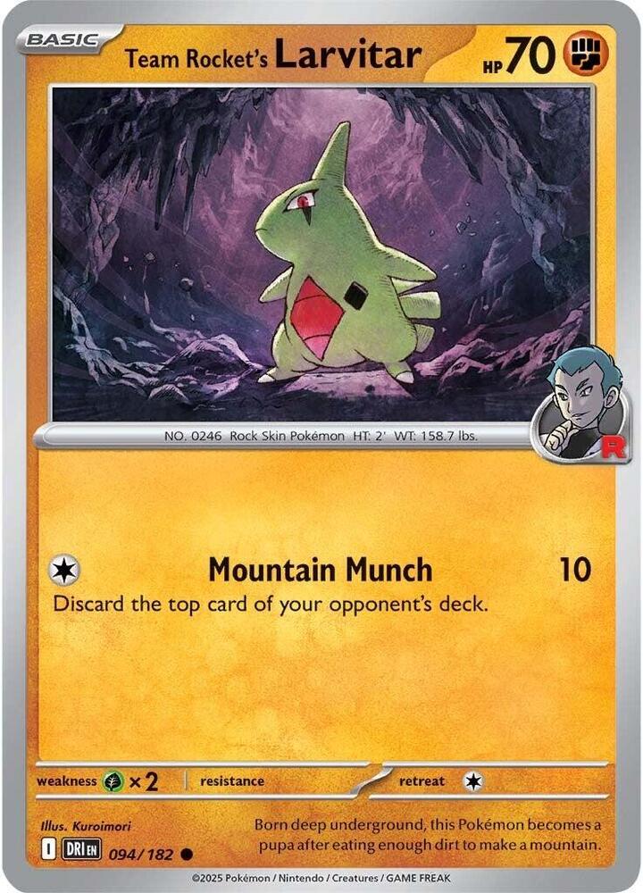 Team Rocket's Larvitar 094/182 card from SV10: Destined Rivals