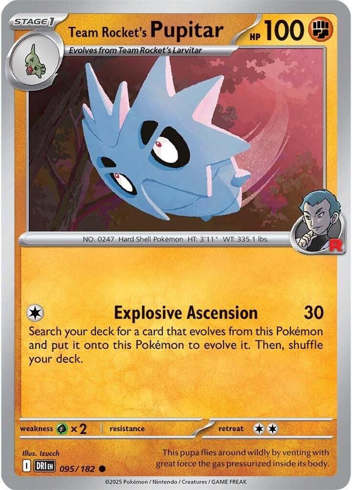 Team Rocket's Pupitar 095/182 card from SV10: Destined Rivals