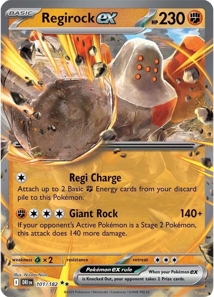 Regirock ex 101/182 card from SV10: Destined Rivals