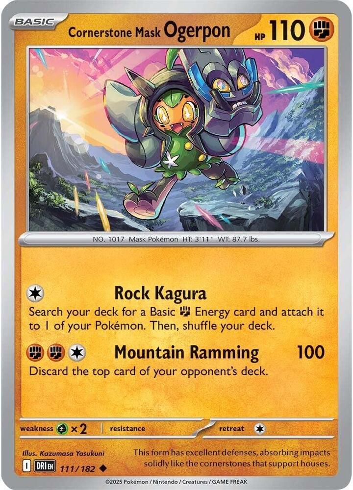 Cornerstone Mask Ogerpon 111/182 card from SV10: Destined Rivals