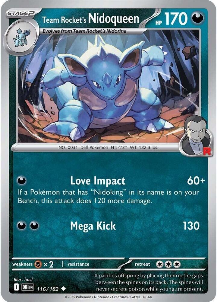 Team Rocket's Nidoqueen 116/182 card from SV10: Destined Rivals