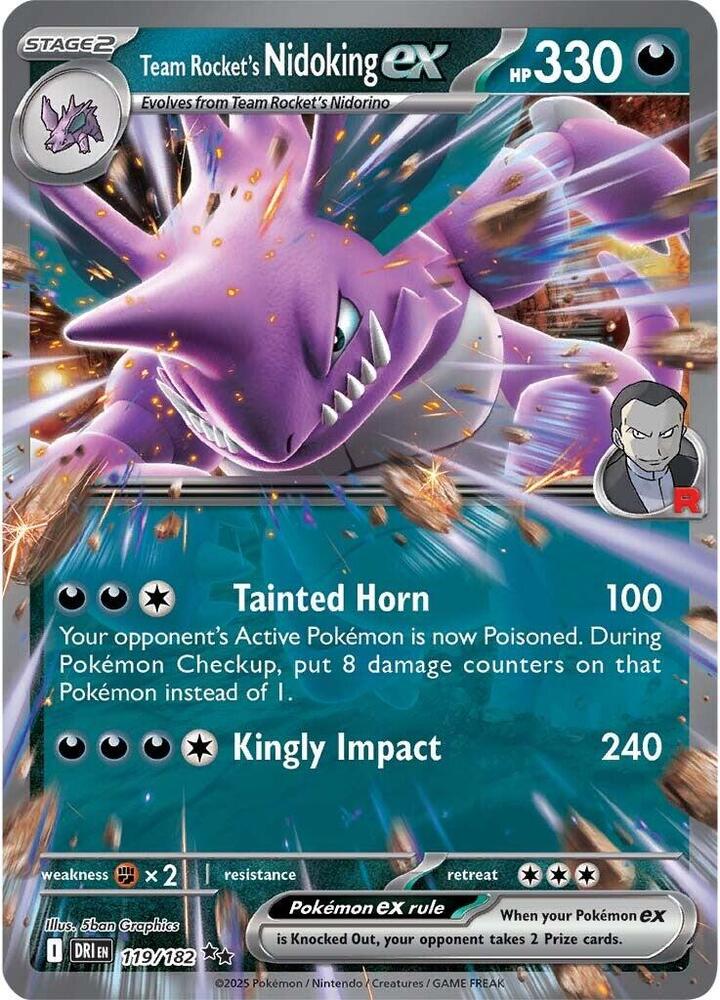 Team Rocket's Nidoking ex 119/182 card from SV10: Destined Rivals