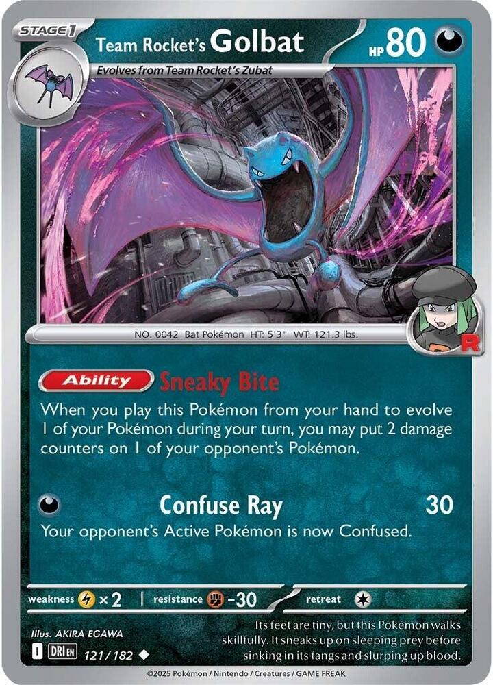 Team Rocket's Golbat 121/182 card from SV10: Destined Rivals