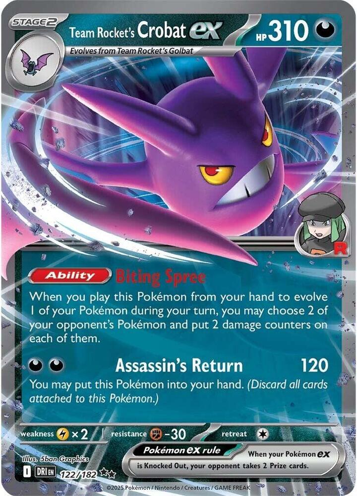 Team Rocket's Crobat ex 122/182 card from SV10: Destined Rivals