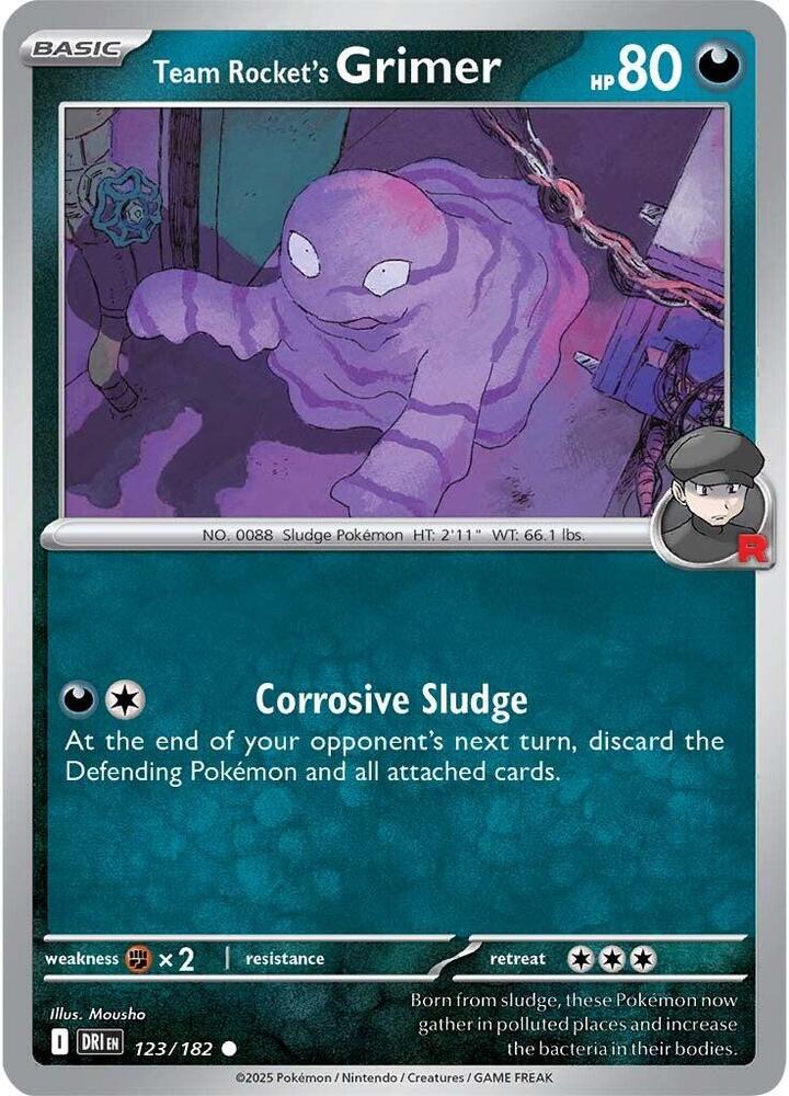 Team Rocket's Grimer 123/182 card from SV10: Destined Rivals
