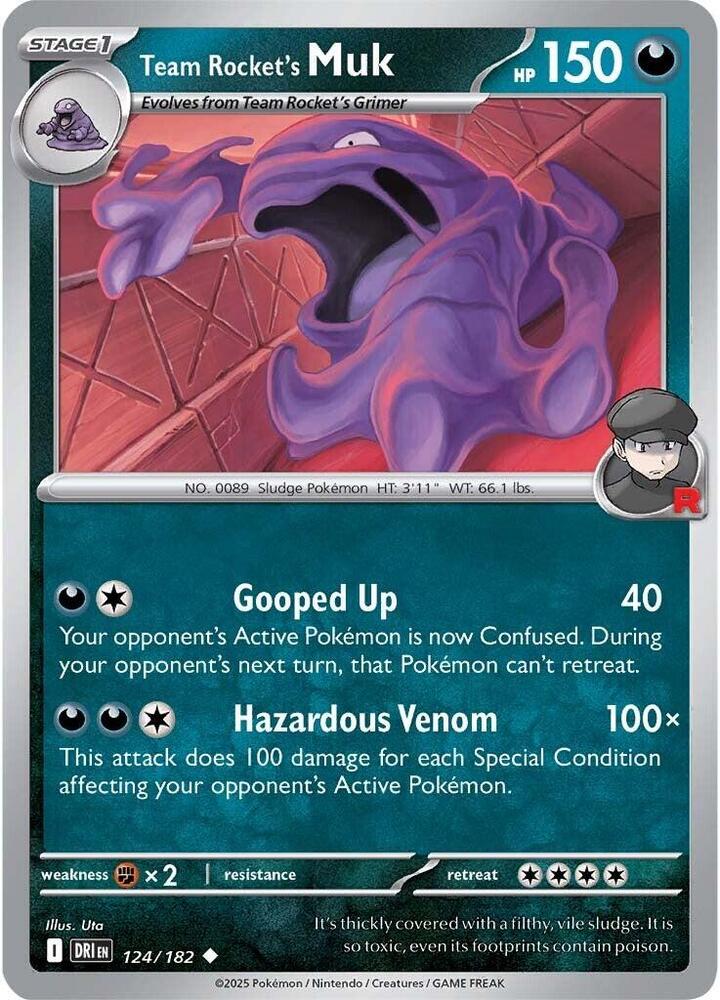 Team Rocket's Muk 124/182 card from SV10: Destined Rivals