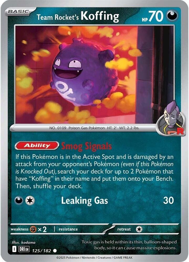 Team Rocket's Koffing 125/182 card from SV10: Destined Rivals