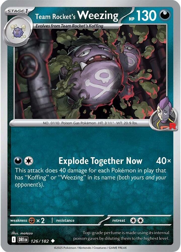 Team Rocket's Weezing 126/182 card from SV10: Destined Rivals