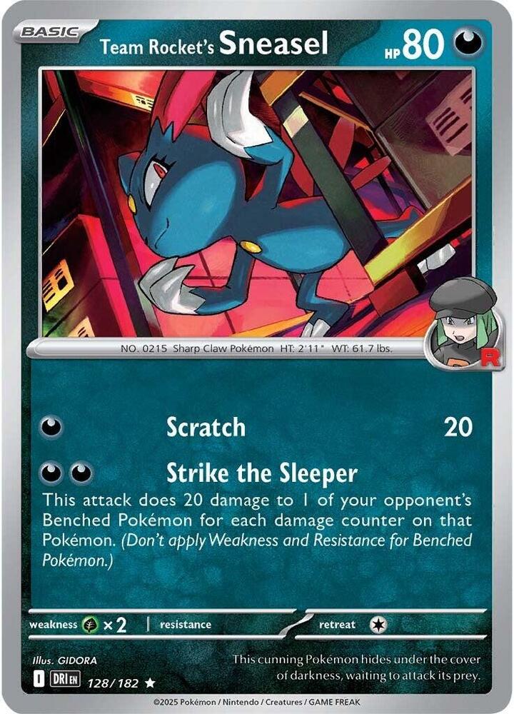 Team Rocket's Sneasel 128/182 card from SV10: Destined Rivals