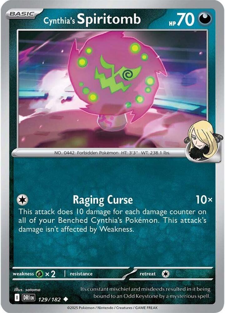 Cynthia's Spiritomb 129/182 card from SV10: Destined Rivals