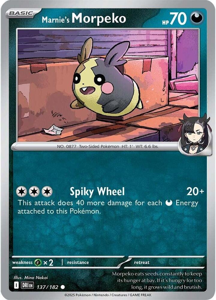 Marnie's Morpeko 137/182 card from SV10: Destined Rivals