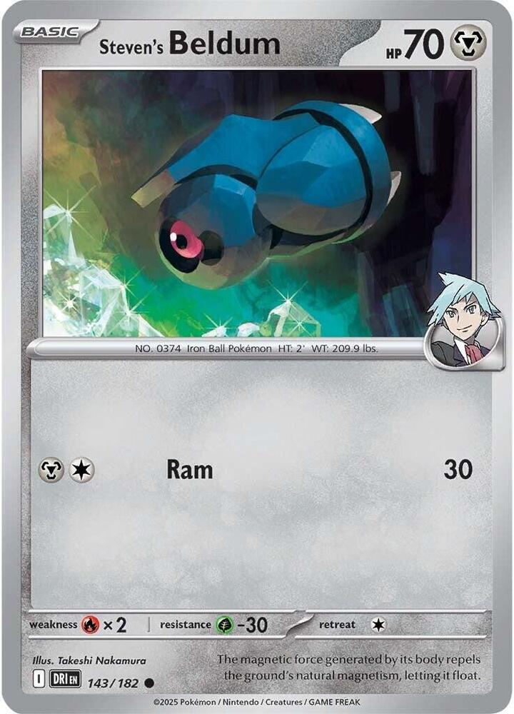 Steven's Beldum 143/182 card from SV10: Destined Rivals