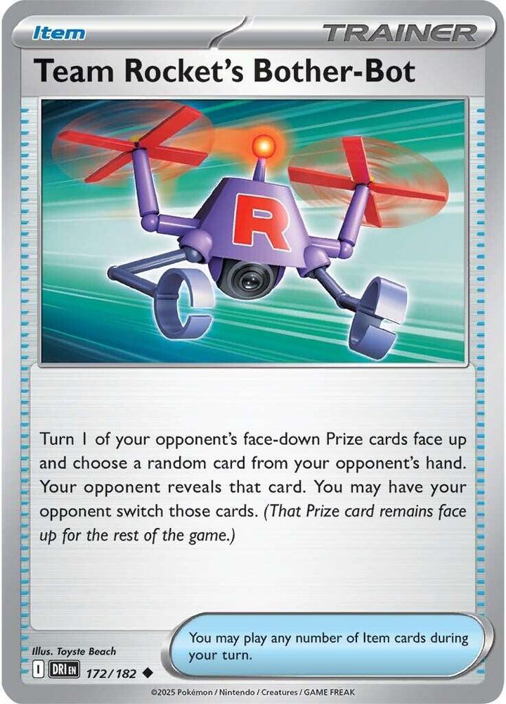 Team Rocket's Bother-Bot 172/182 card from SV10: Destined Rivals