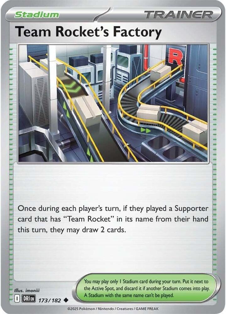 Team Rocket's Factory 173/182 card from SV10: Destined Rivals