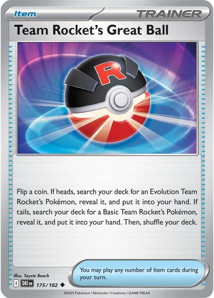 Team Rocket's Great Ball 175/182 card from SV10: Destined Rivals