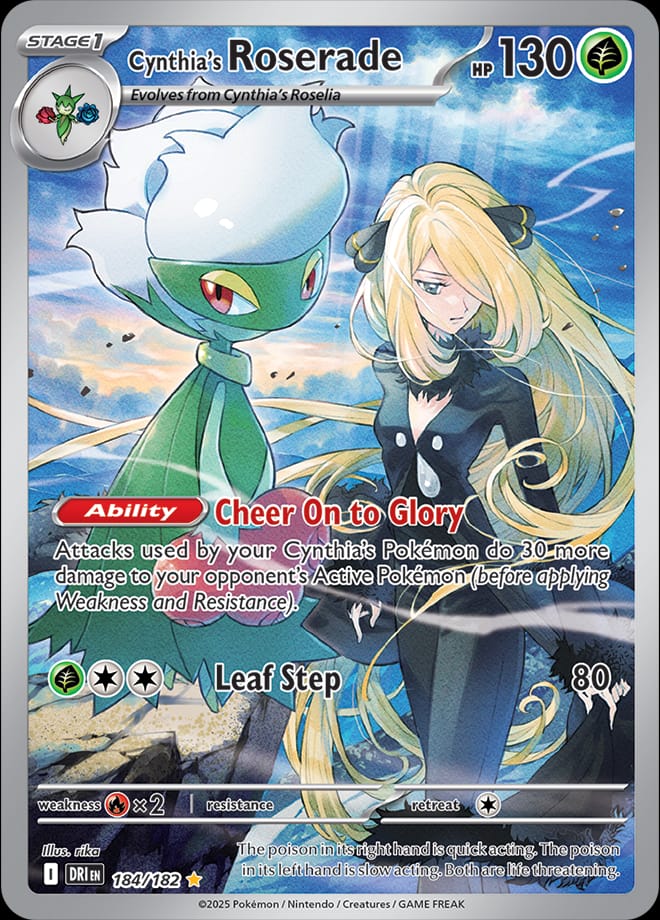 Cynthia's Roserade 184/182 card from SV10: Destined Rivals