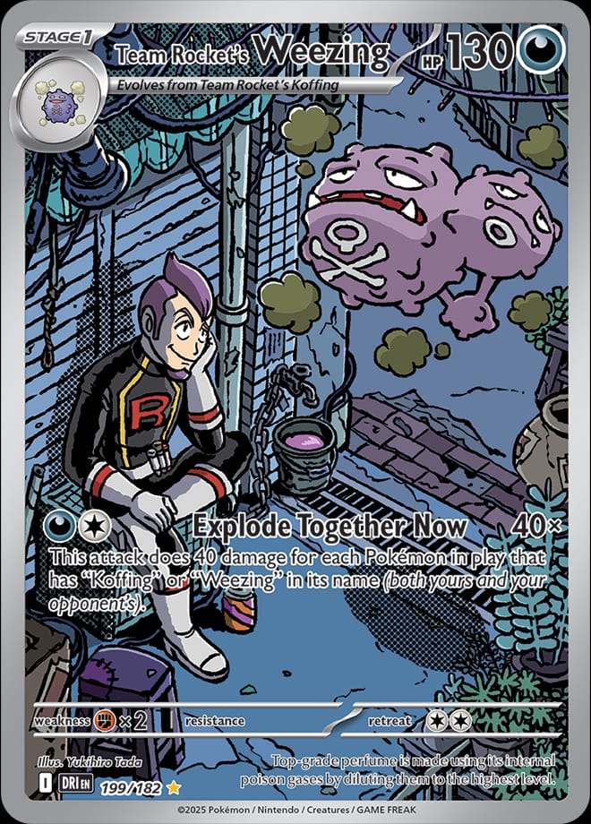 Team Rocket's Weezing 199/182 card from SV10: Destined Rivals