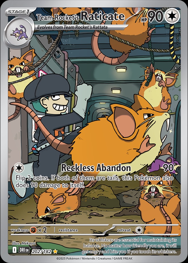 Team Rocket's Raticate 202/182 card from SV10: Destined Rivals