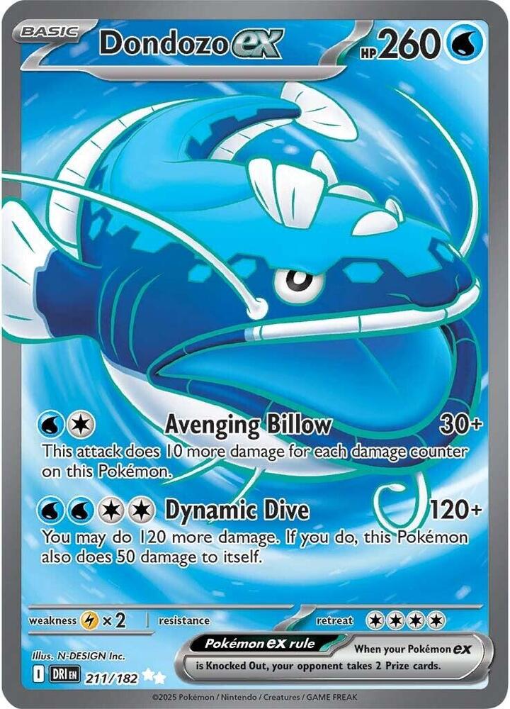 Dondozo ex 211/182 card from SV10: Destined Rivals
