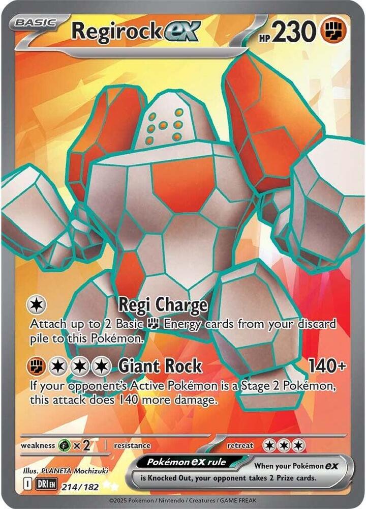 Regirock ex 214/182 card from SV10: Destined Rivals