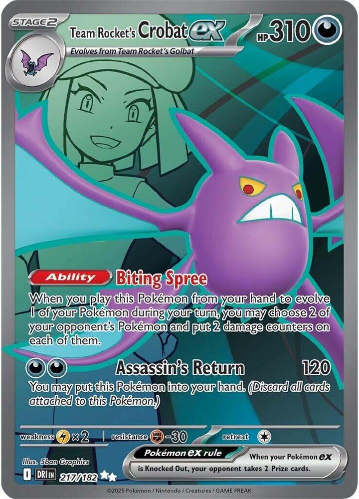 Team Rocket's Crobat ex 217/182 card from SV10: Destined Rivals