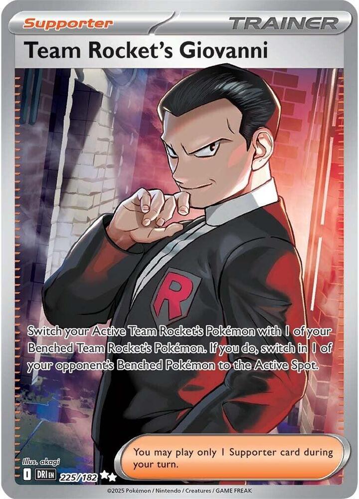 Team Rocket's Giovanni 225/182 card from SV10: Destined Rivals