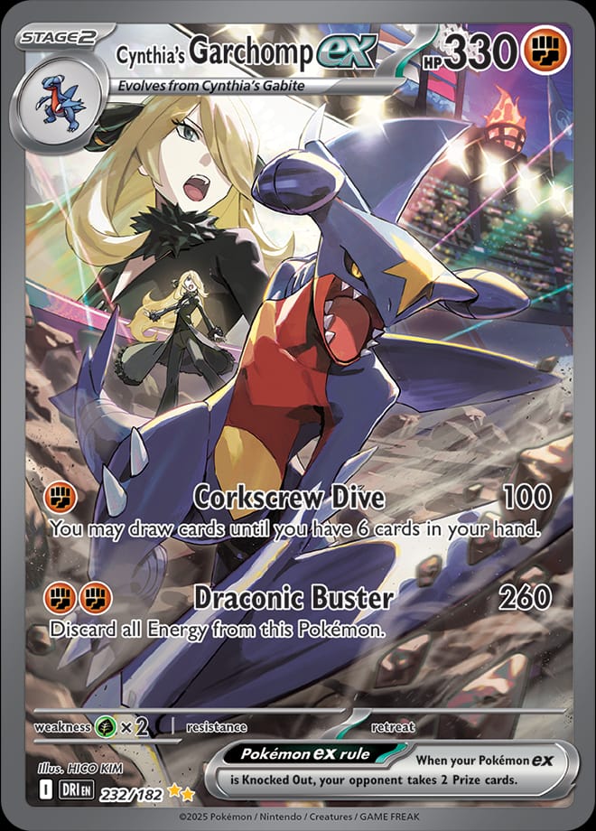 Cynthia's Garchomp ex 232/182 card from SV10: Destined Rivals