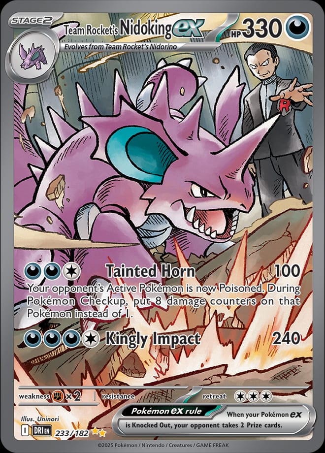 Team Rocket's Nidoking ex 233/182 card from SV10: Destined Rivals