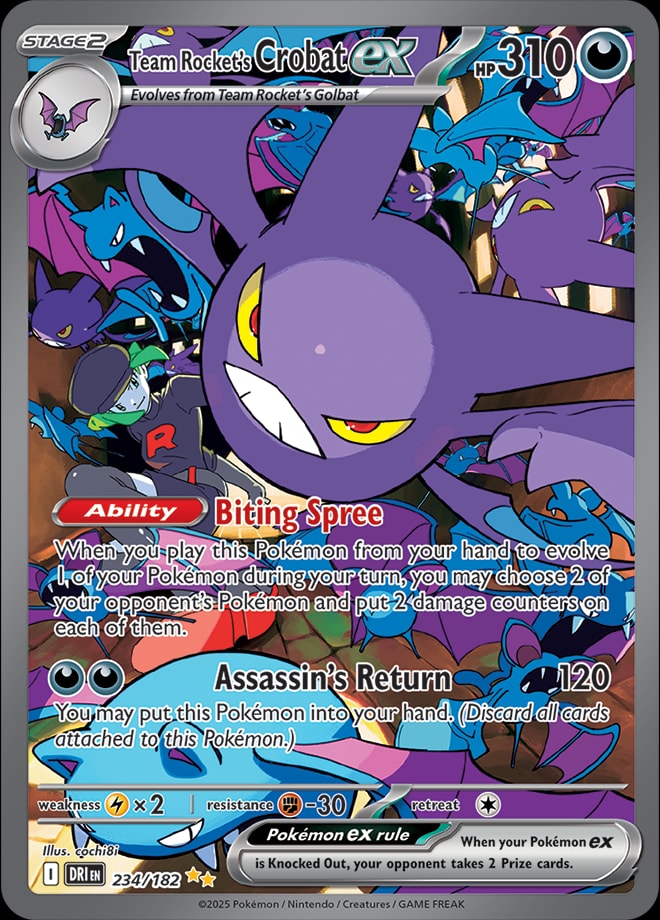 Team Rocket's Crobat ex 234/182 card from SV10: Destined Rivals