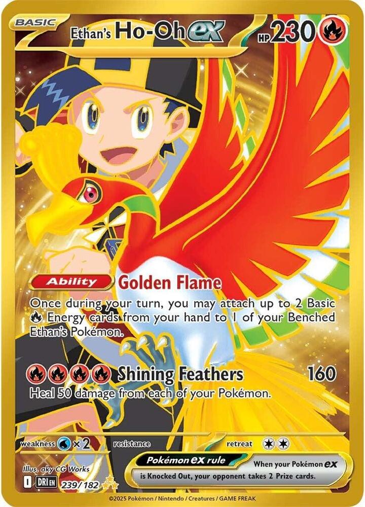 Ethan's Ho-Oh ex 239/182 card from SV10: Destined Rivals