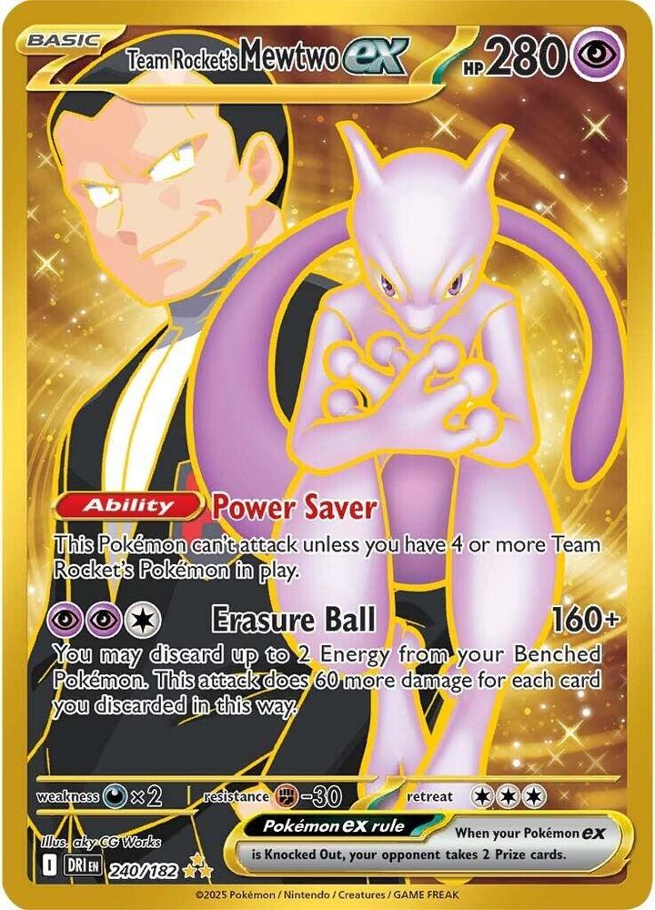 Team Rocket's Mewtwo ex 240/182 card from SV10: Destined Rivals