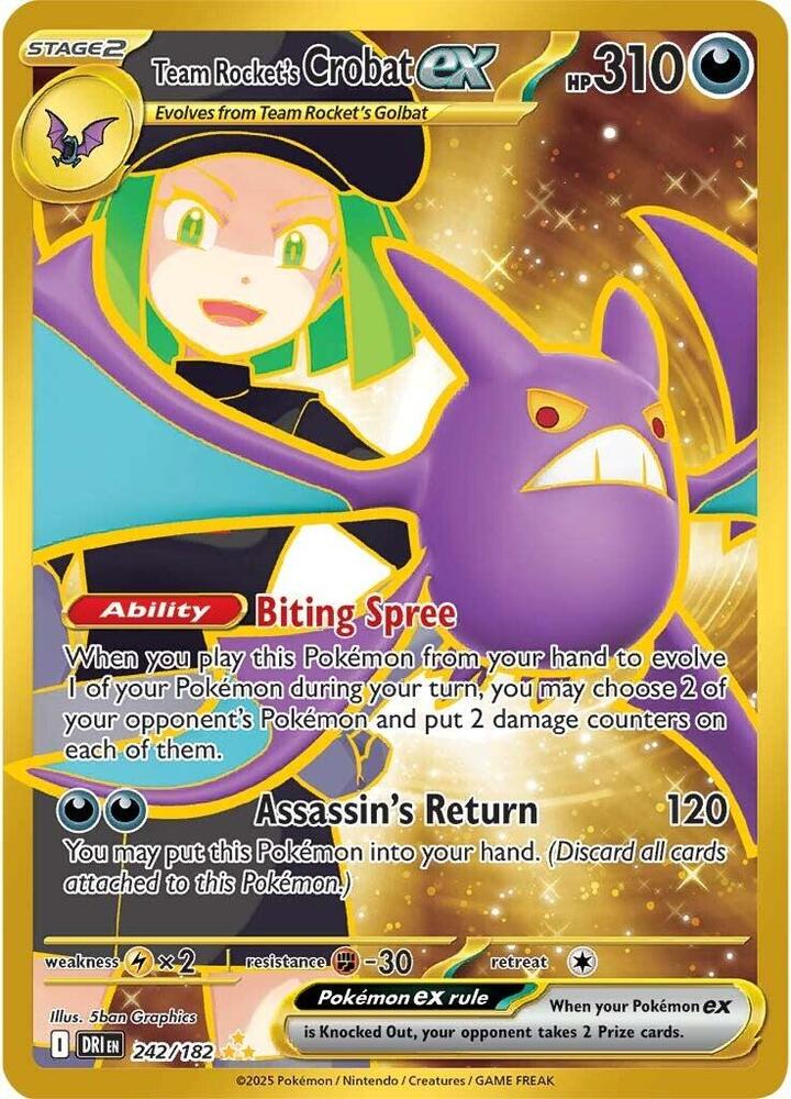 Team Rocket's Crobat ex 242/182 card from SV10: Destined Rivals